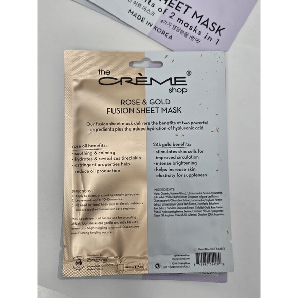 The Creme Shop Fusion Sheet Mask Set Of 6 Watermelon, Tumeric, Rose Gold Coconut - Picture 6 of 9